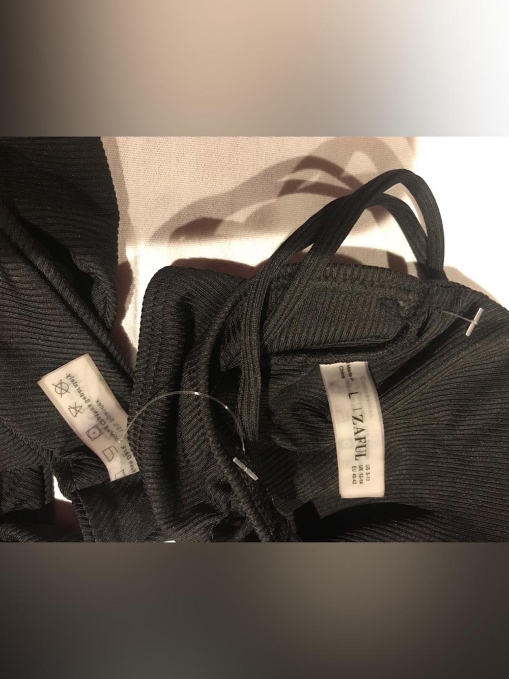 Zaful Black Ribbed Bandeau Bikini Set - Picture 7 of 10